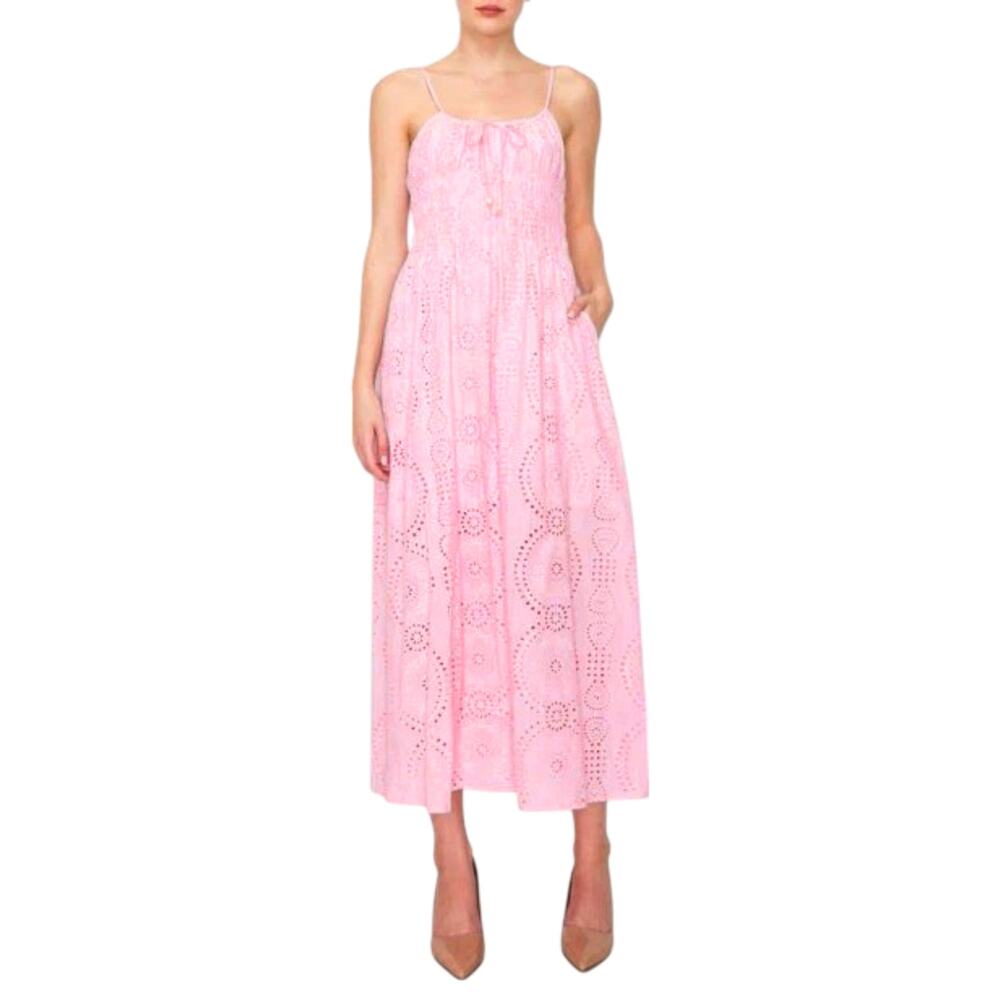 NWT MELLODAY Women's Sleeveless Lightweight Eyelet Maxi Dress
